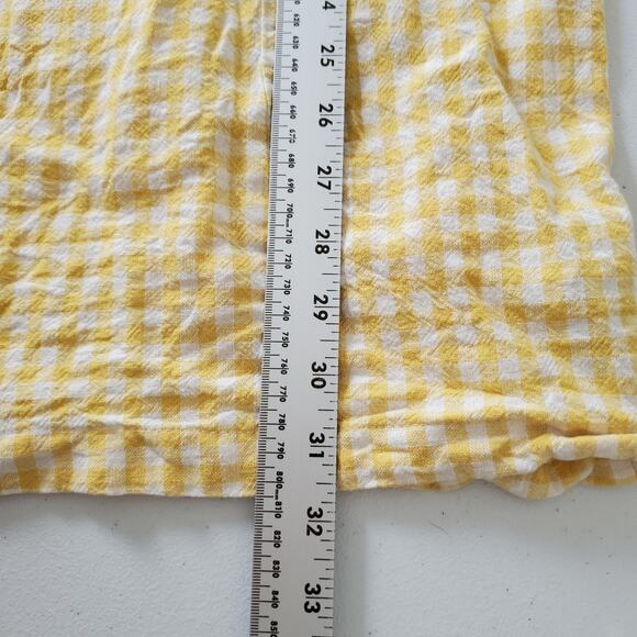 Old Navy Dress Womens Medium Yellow Gingham Linen Smocked Cottagecore Coquette - Picture 4 of 10